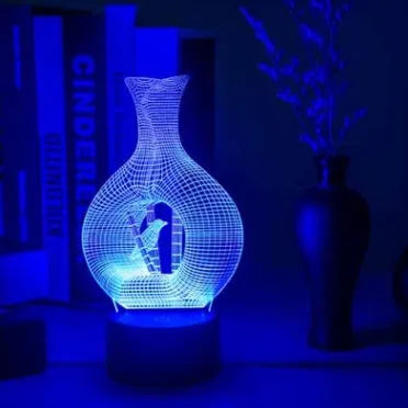 3D acrylic LED night light with colour-changing display and touch control base
