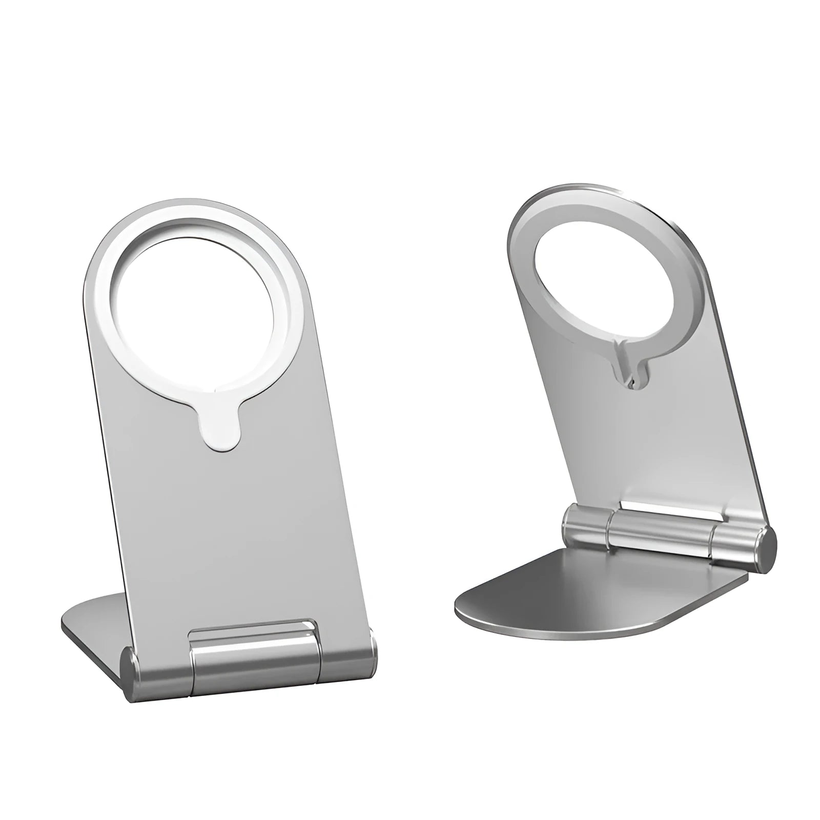 Silver portable magnetic phone bracket with vertical height adjustment for iPhone12