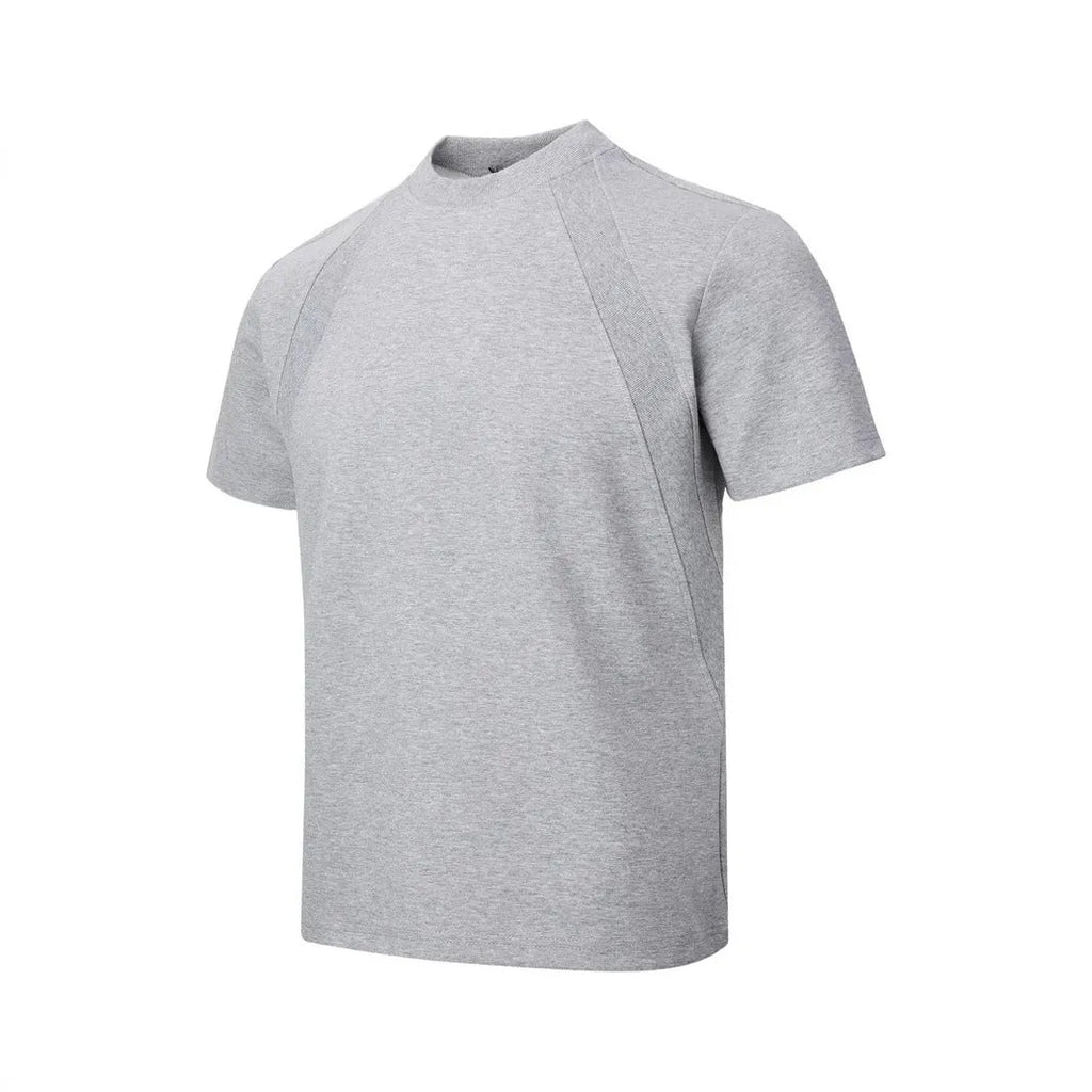 Loose short sleeve top with textured air layer stitching in black, grey, or white.