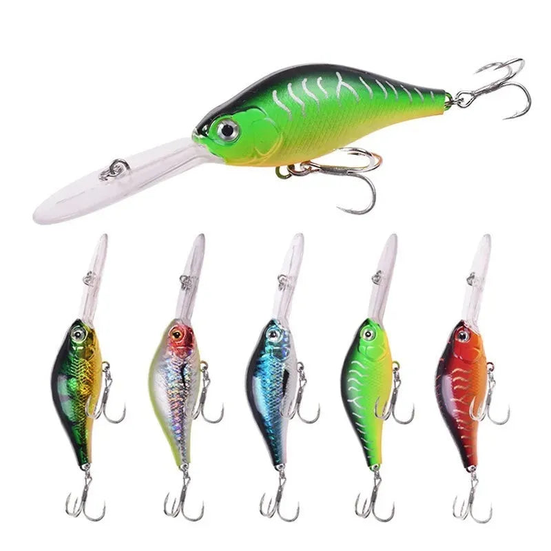 Floating Rock Little Fat Man hard mino fishing lure showing colour options and long diving lip.