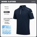 Men's solid colour quick-dry polo shirt on a hanger showing short sleeves and regular fit.