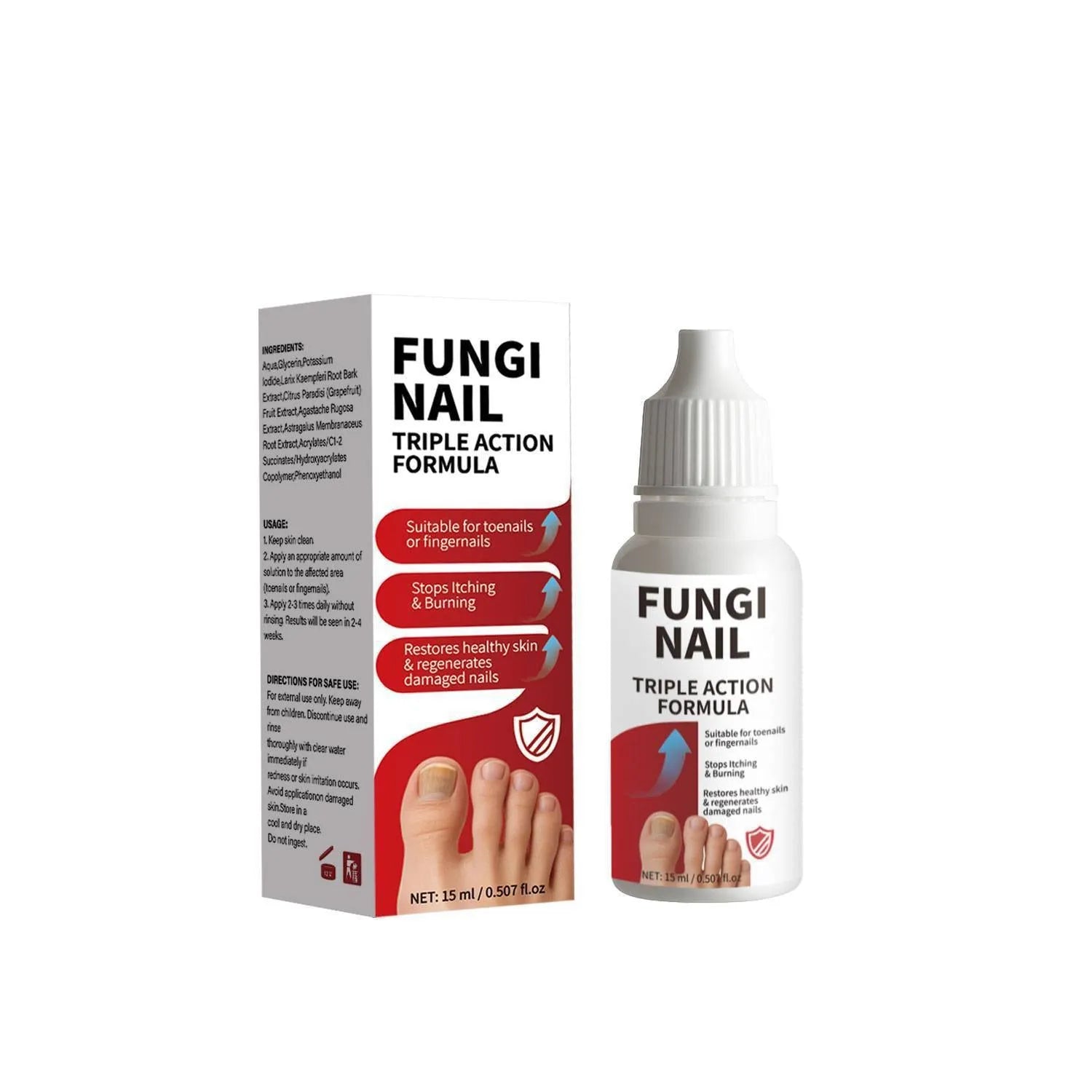 15ml anti-fungal nail repair solution bottle with brush applicator for fungal nail treatment