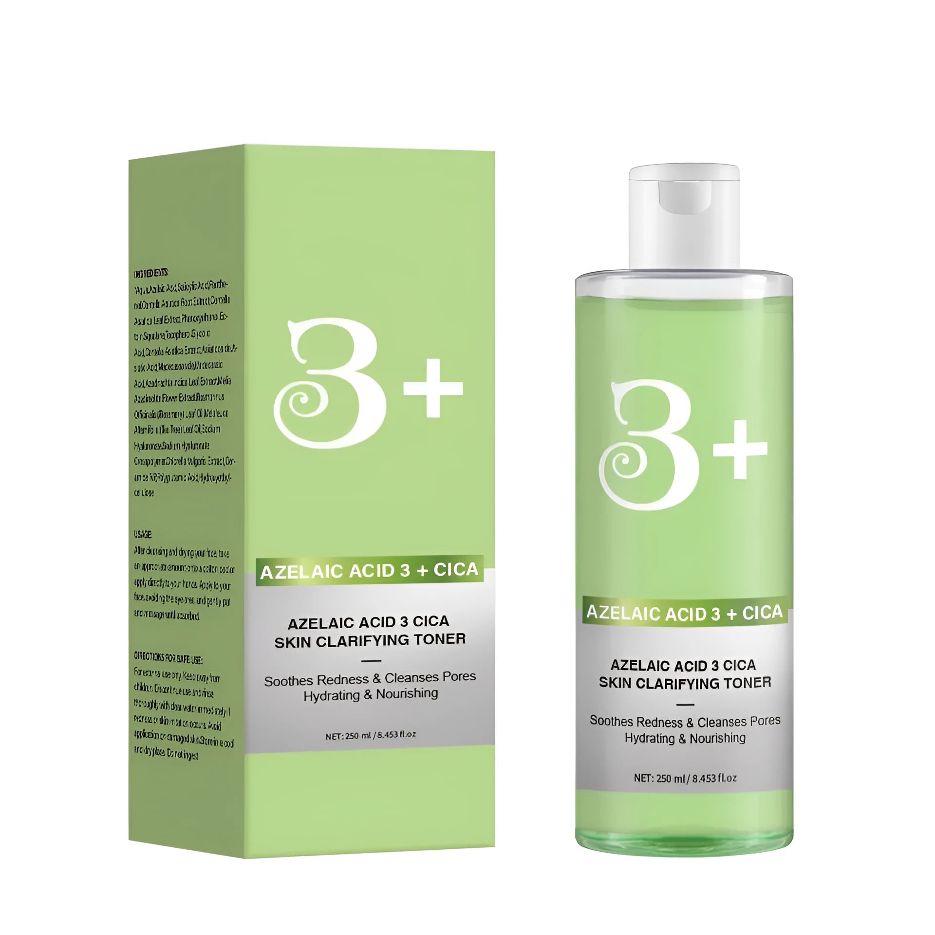 Azelaic Acid 3CICA Clarifying Toner 250ml bottle with FPF063 specification