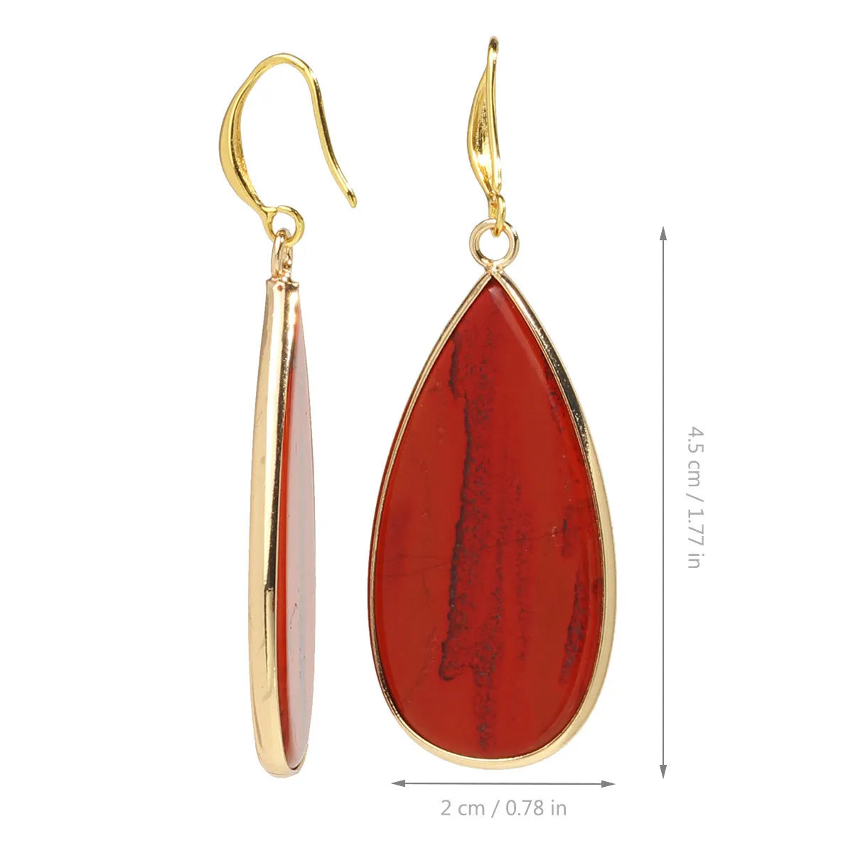 Vintage long water drop stone earrings in tigereye colour with retro styling