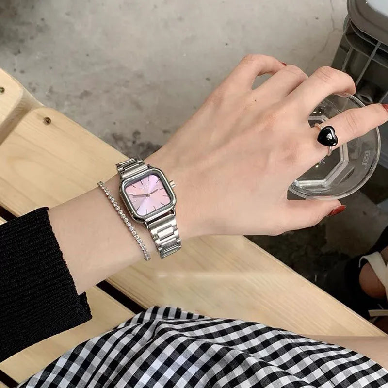 Women's 8mm thin fashion quartz watch with bamboo band, multiple colour options available
