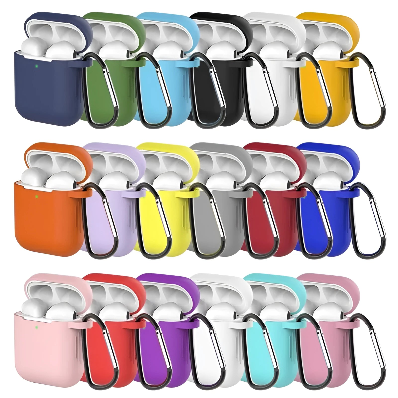 Silicone clamshell protective case for Apple AirPods 1 and 2 in various colours