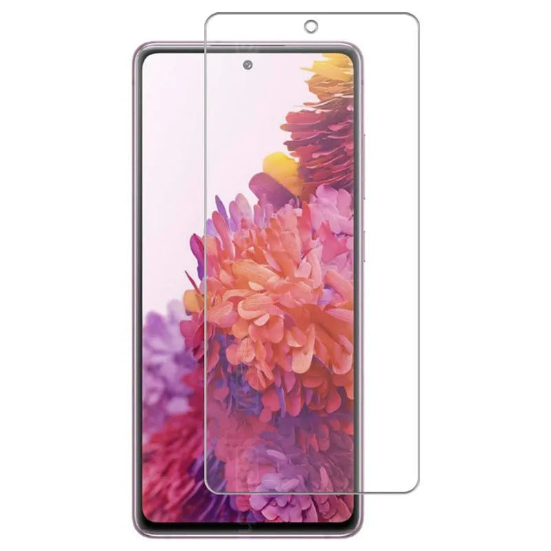Toughened glass screen protector for Samsung Galaxy phone with anti-peep privacy feature.