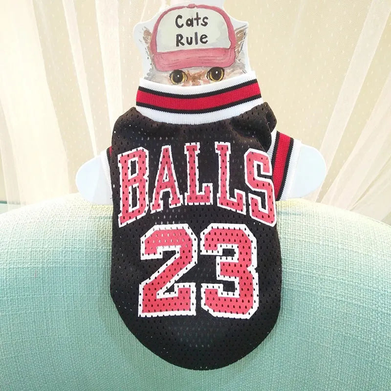 Black and red polyester dog sweatshirt vest for small to XXL sized pets