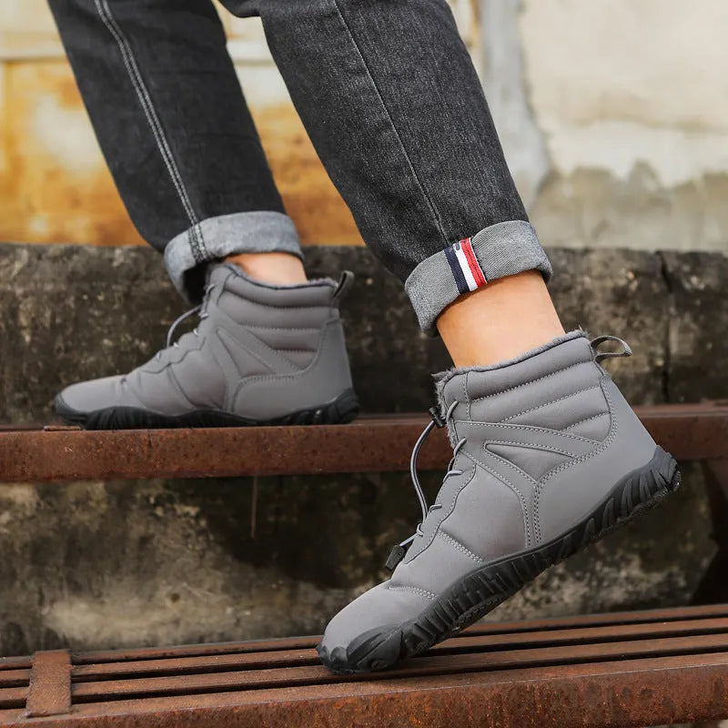 Couple fleece-lined hiking shoes with rubber sole in beige, black and gray colour options