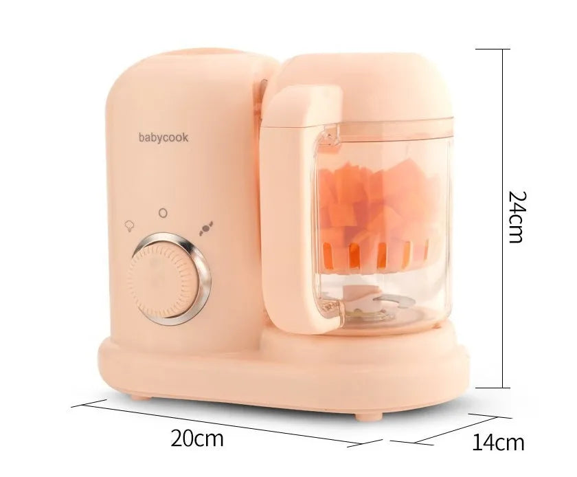 Baby food processor with steamer and blender functions in green or pink colour options