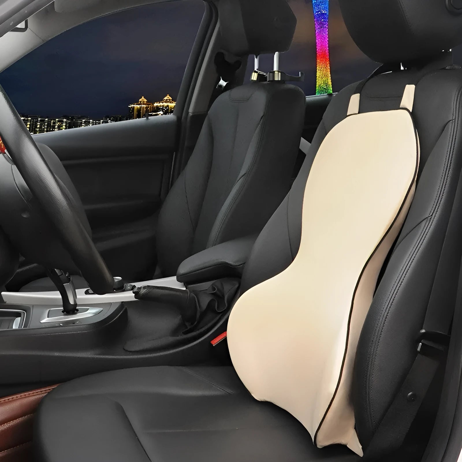 Memory cotton car seat cushion for lumbar support in black, coffee, grey, or off-white
