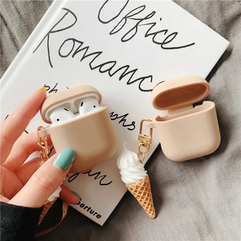 Cylinder Ice Cream design silicone case for Apple AirPods 2 wireless Bluetooth headset.