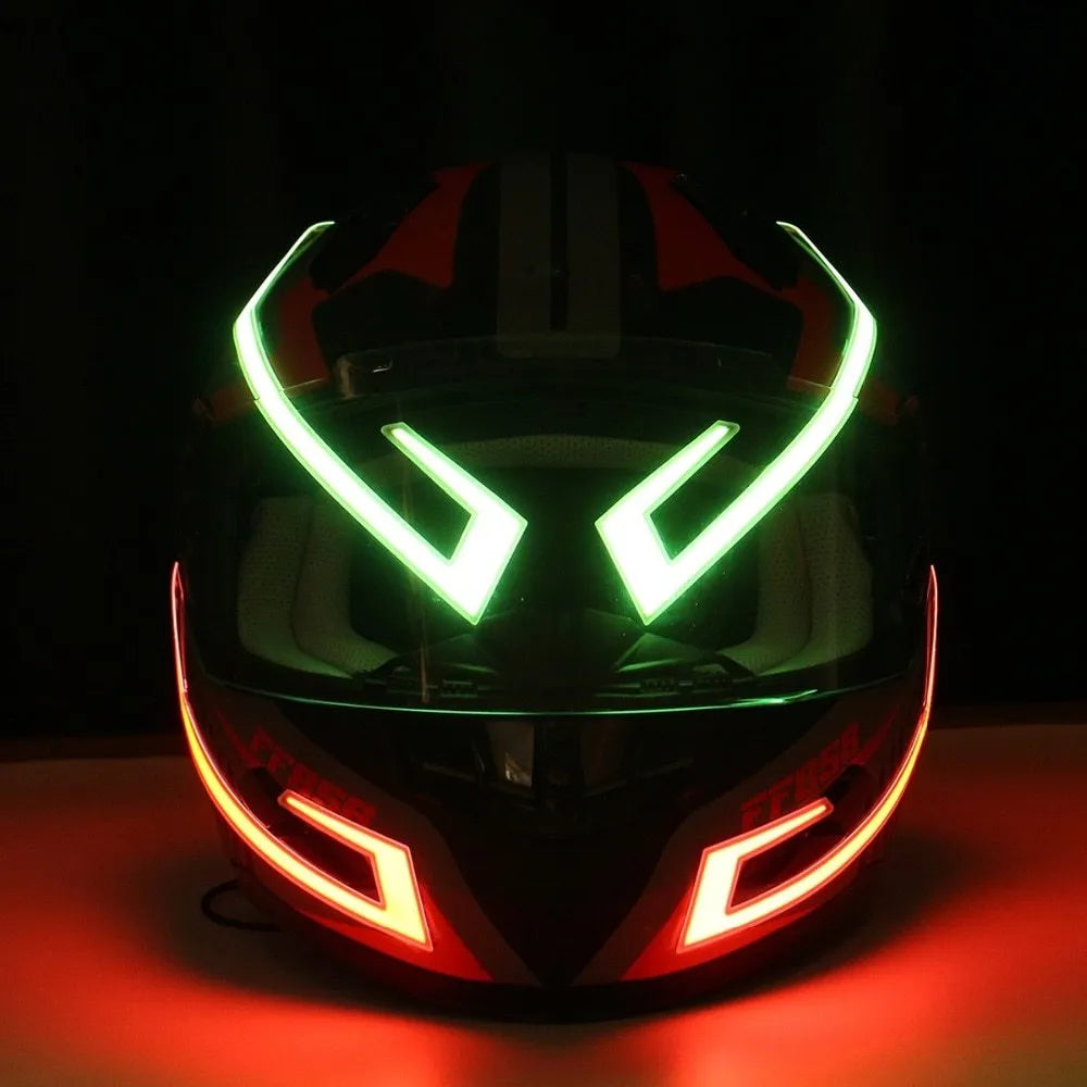 Motorcycle helmet EL cold light strip 380x35mm with three-mode warning controller attached to helmet