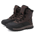 Men's black high-top lace-up boots with fleece lining, shown on a flat heel with a ribbed TPR outsole.
