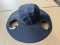 Men's grey solar-powered cooling cap with large brim and a detachable black ABS fan unit on the front.