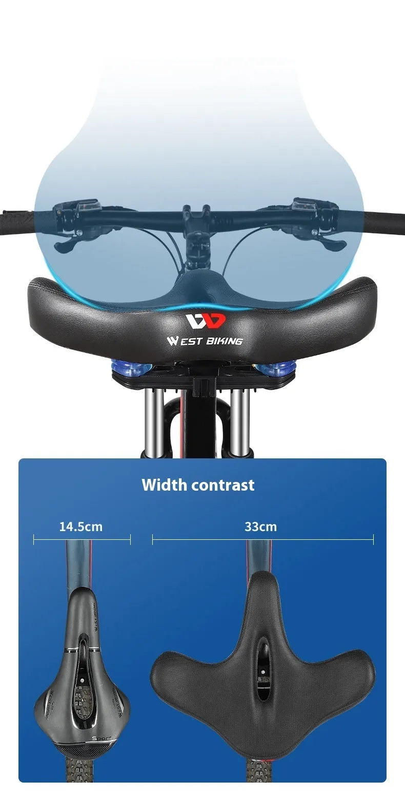 Black bicycle seat cushion made of leather and polyurethane foam for shock absorption.