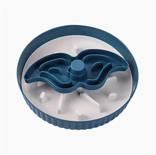 Pet rotating slow feeder bowl with interactive game board and licking mat in beige colour