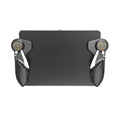 Black six-finger mobile game controller attached to an iPad tablet for PUBG gaming