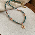 French court style freshwater pearl necklace with sun pendant on adjustable clavicle chain