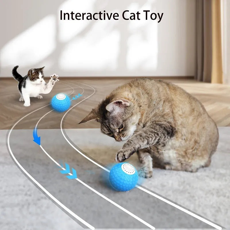 Remote control cat toy with rolling ball in blue, green and yellow colour options