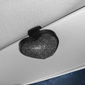 Diamond-encrusted PU leather car sun visor clip with magnetic closure for glasses and ticket storage