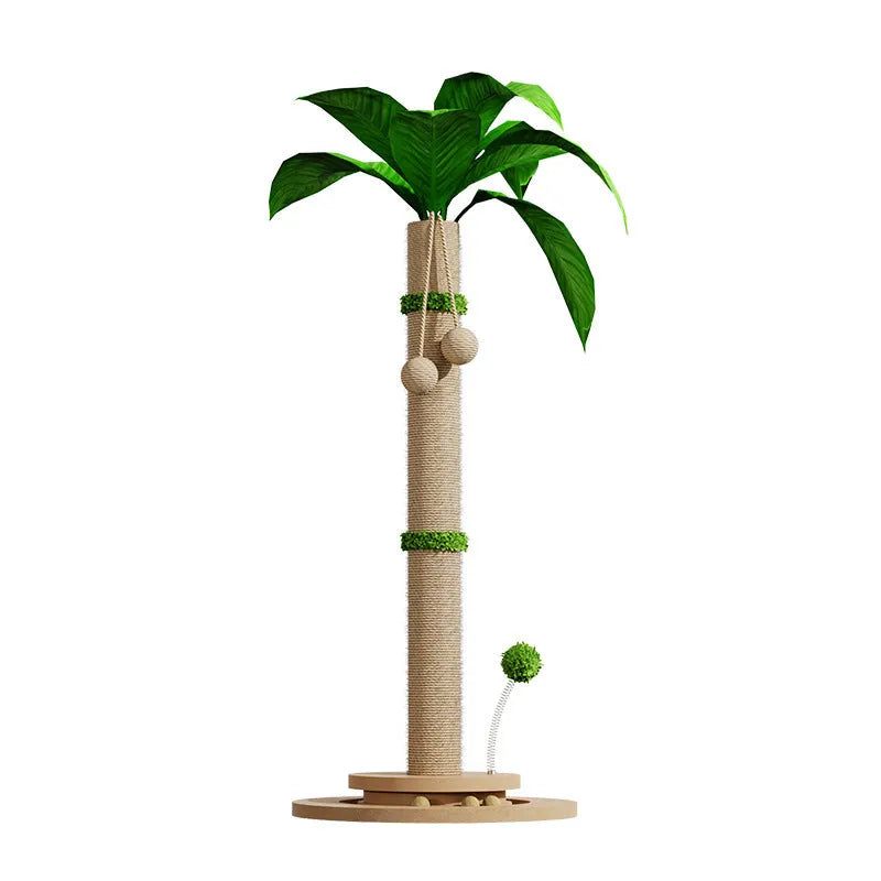 Vertical cat climbing frame with hemp rope posts in Canna colour.