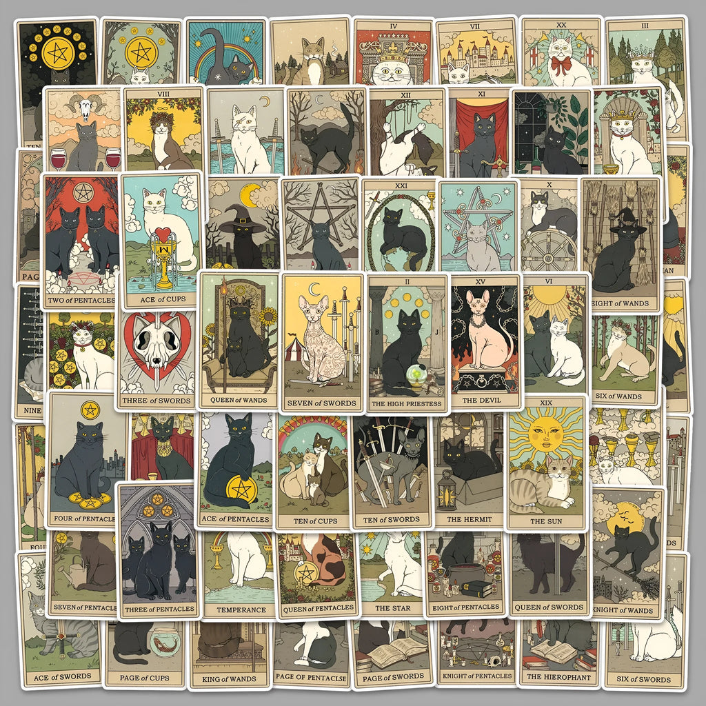 78-piece waterproof luggage sticker set with tarot card graffiti designs in cute style