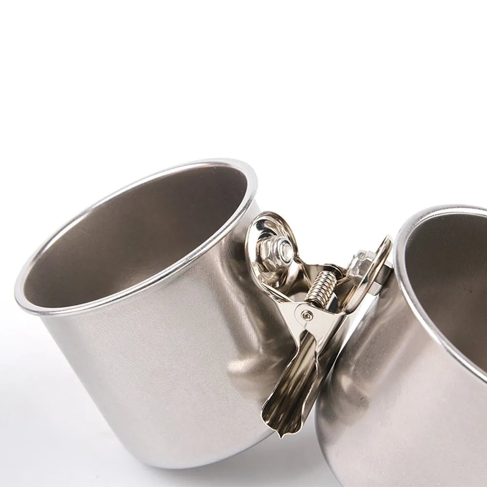 Stainless steel bird feeder for outdoor use in natural metallic colour.