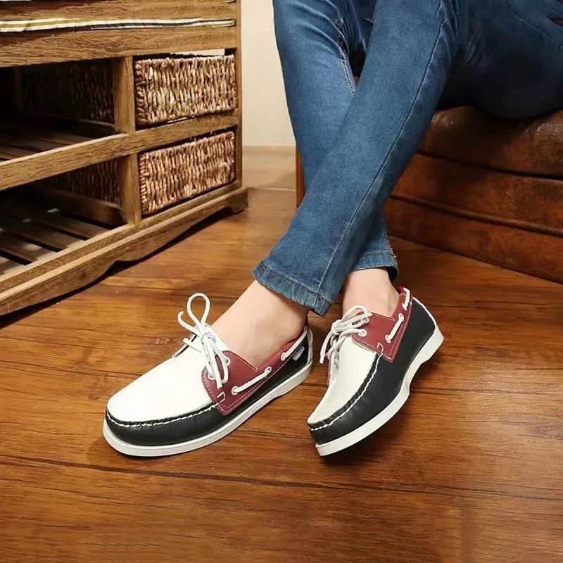 Men's British style casual shoes in artificial PU with flat heel and round toe design