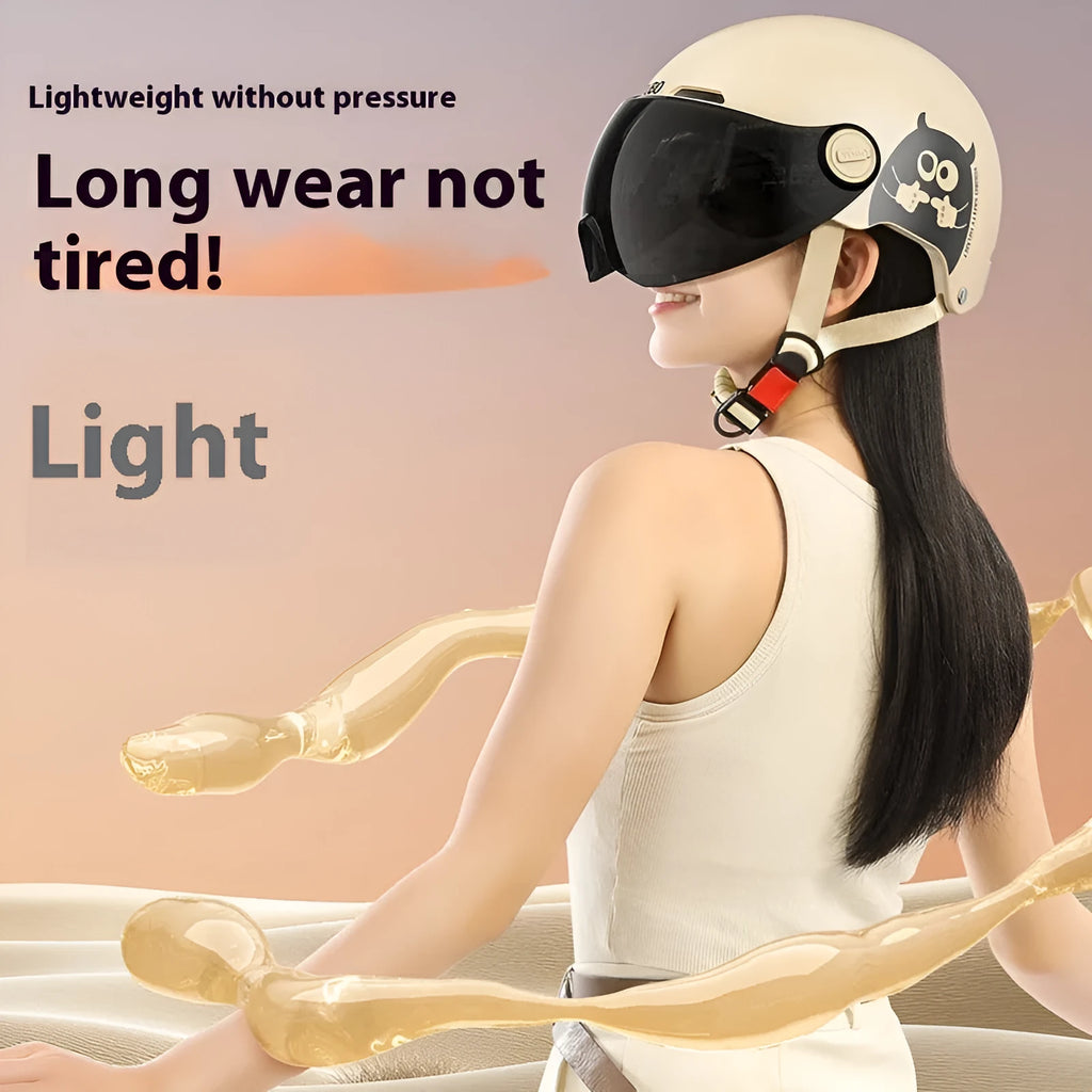White ABS universal electric motorcycle helmet with high-definition long mirror visor for couples commuting