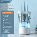 White rechargeable electric makeup brush cleaner with rotating head and USB cable