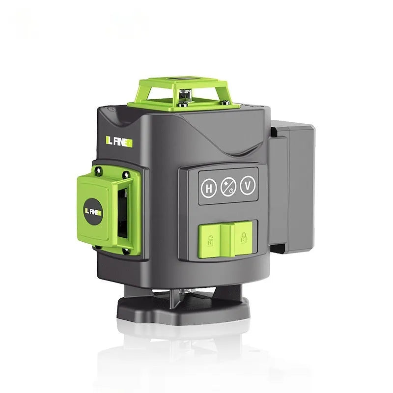 Green 16-line 3D laser level with 360-degree emission on nylon and aluminium housing