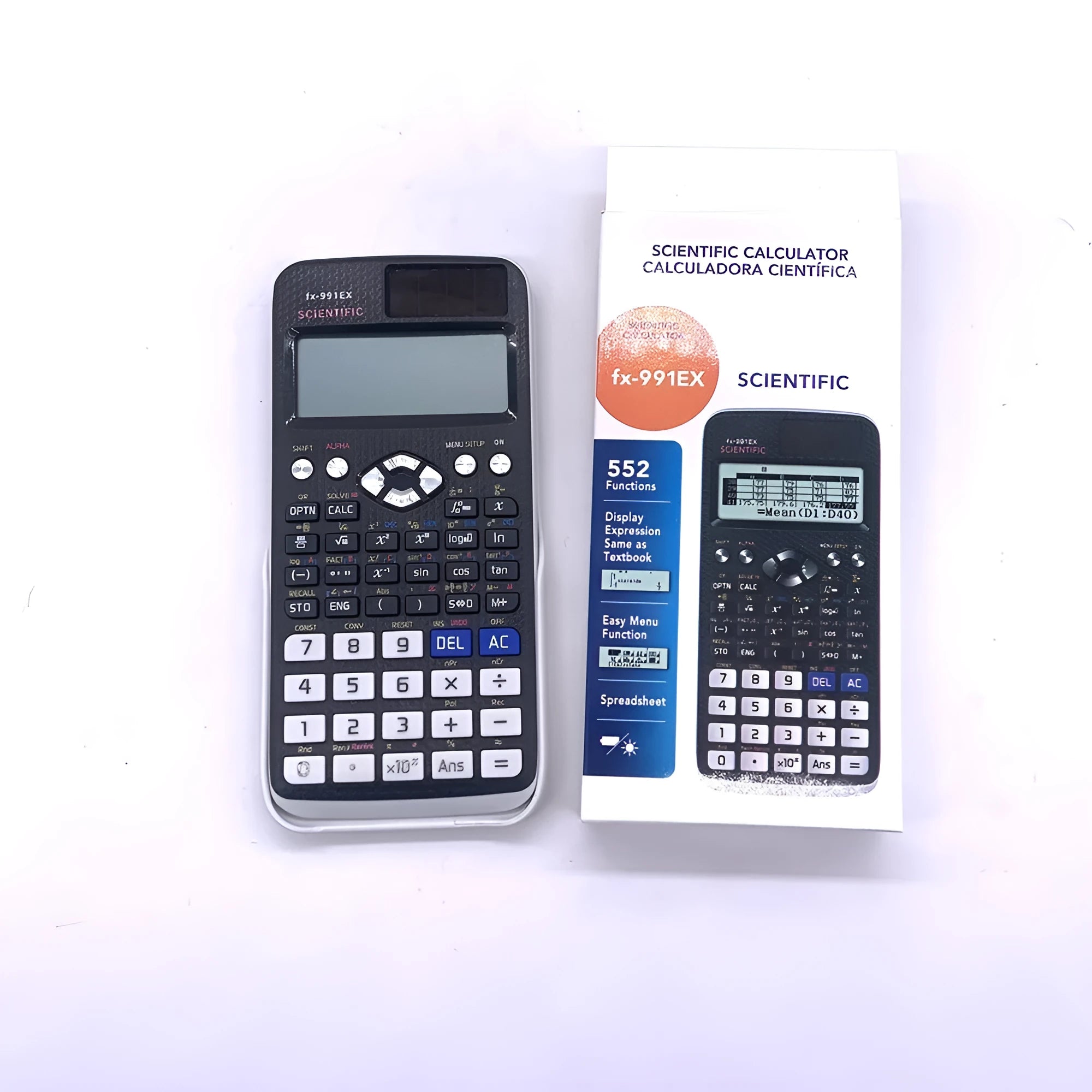 CASIO 991EX solar scientific calculator in black, blue, or pink colour options