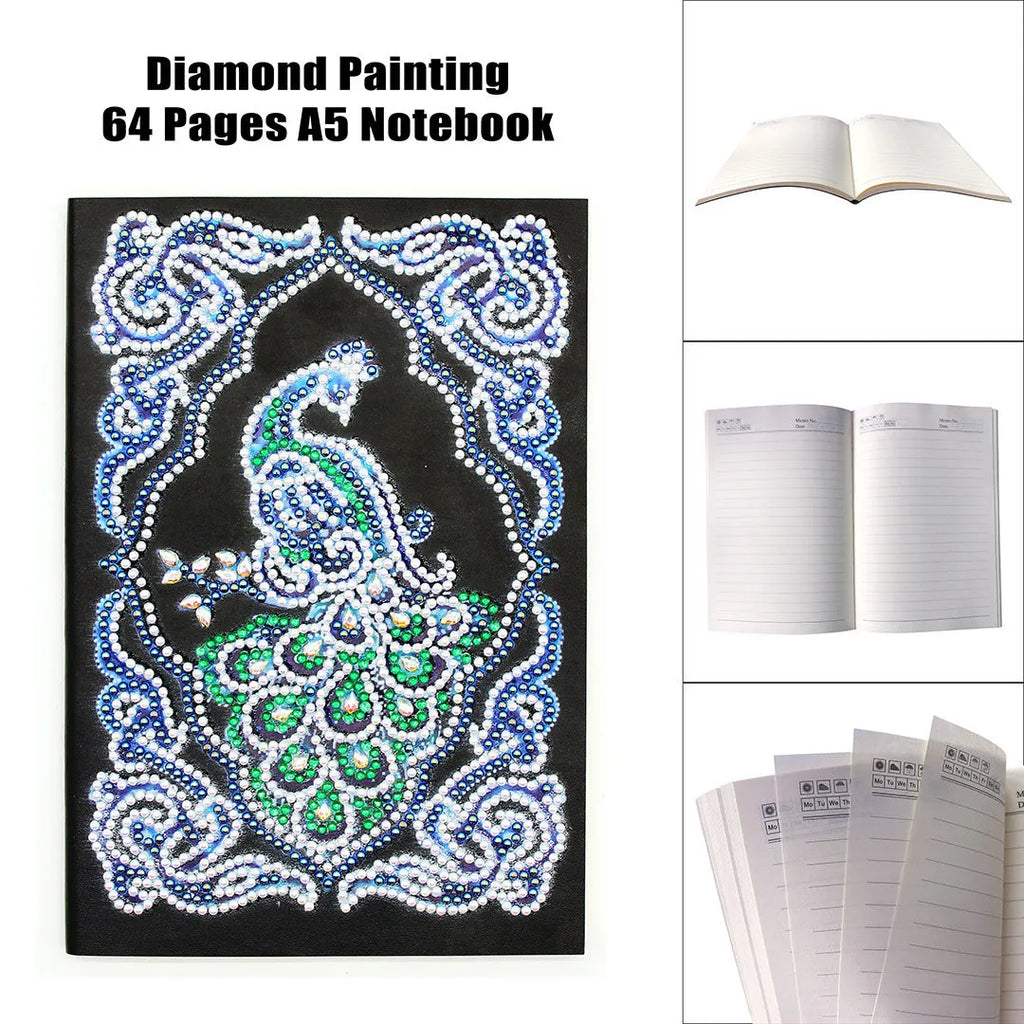 Black A5 diamond painting journal notebook with shaped and bright drills