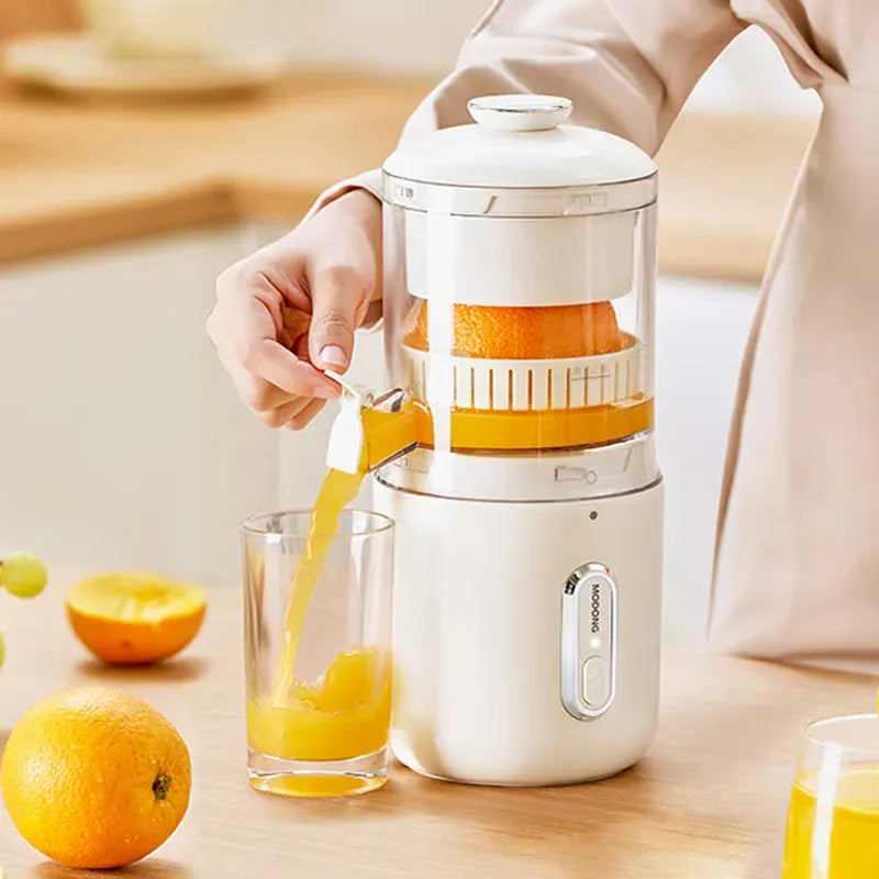 Compact green or white wireless electric juicer with USB-C charging port