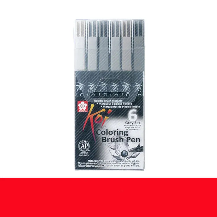 Set of water-based watercolour markers with soft brush tips, showing 6, 12 and 24 colour pack options.