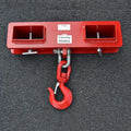 25 tonne rotatable forklift crane hook with safety lock mounted on forklift forks.