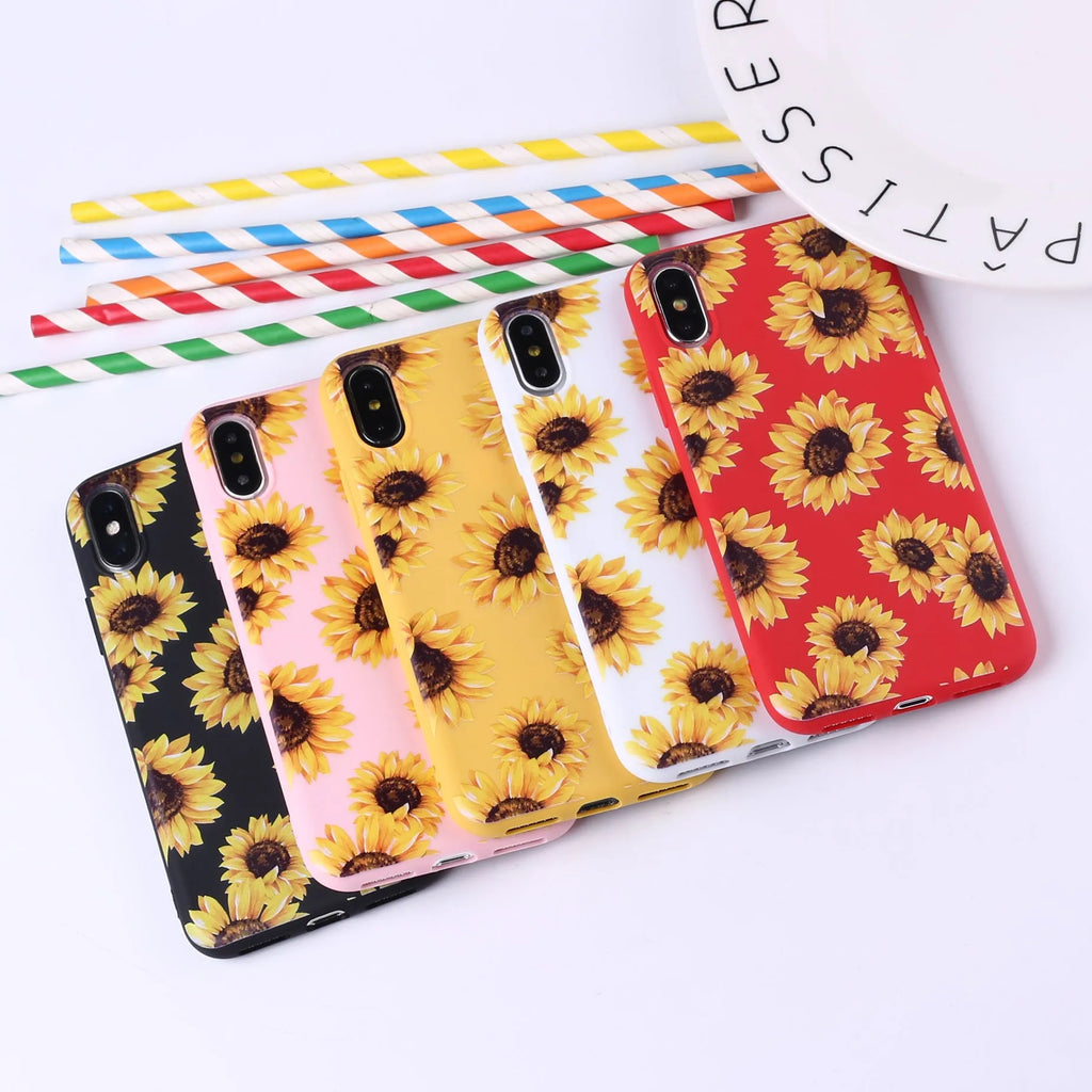 Sunflower phone case TPU back cover with painted cartoon animal design for iPhone and Samsung
