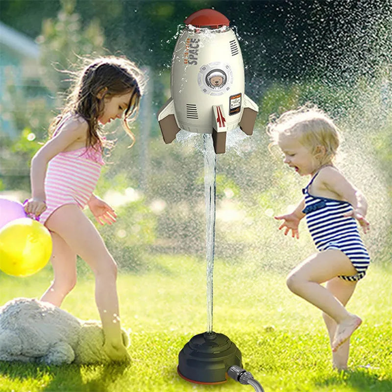 Yellow ABS plastic rocket launcher water toy for kids outdoor garden play.