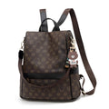 Korean fashion ladies soft leather backpack with embroidery large vertical square shape black