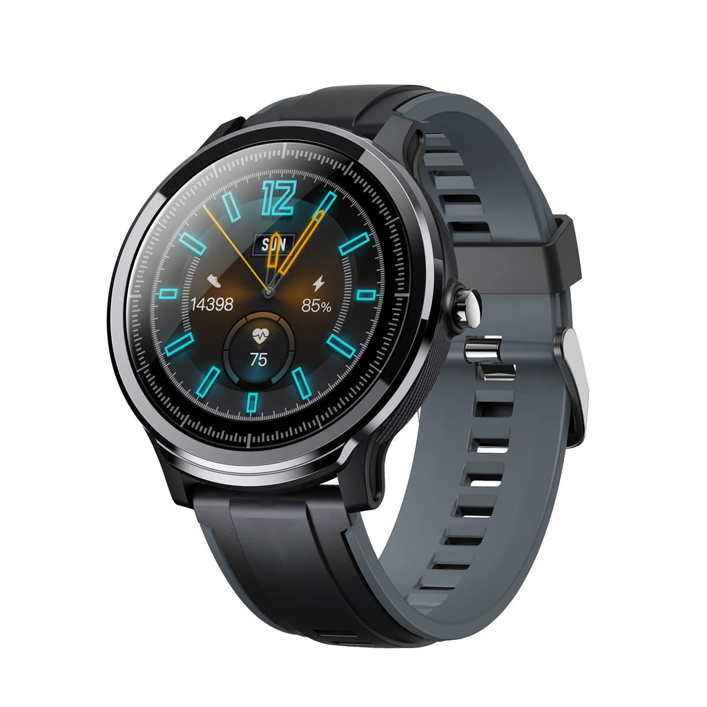 Kospet PROBE 1.3 inch smart watch with green or red silicone strap on wrist