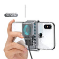Mobile phone radiator with clip design showing aluminium alloy cooling fins and ABS plastic body