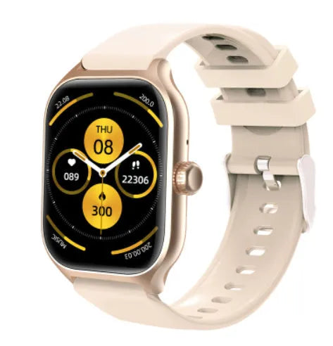 Bluetooth smart watch with touch screen display showing heart rate monitoring interface