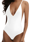 Women's V-neck one-piece swimsuit in multiple sizes from small to 5XL