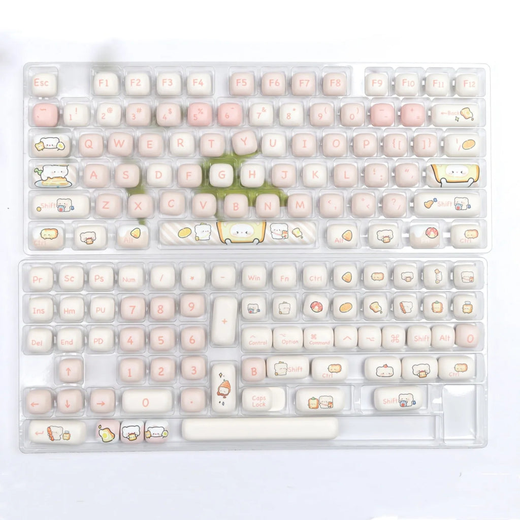 MOG steamed bread keycap set with bread bear theme PBT sublimation for mechanical keyboards