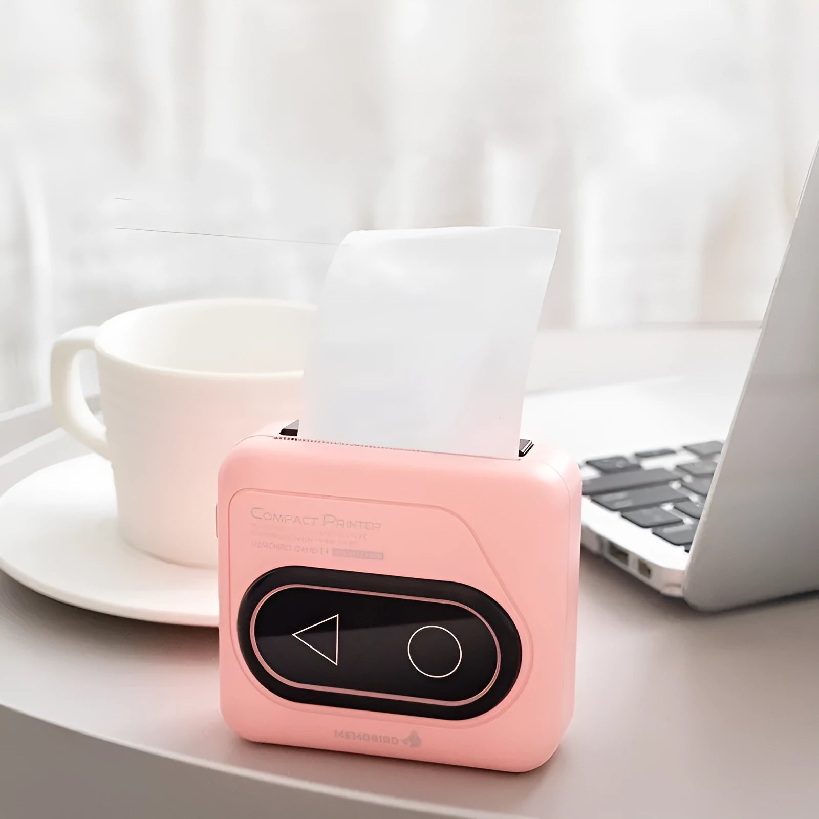 Bluetooth mini thermal pocket printer in avocado green with thermal paper roll and USB charging cable
