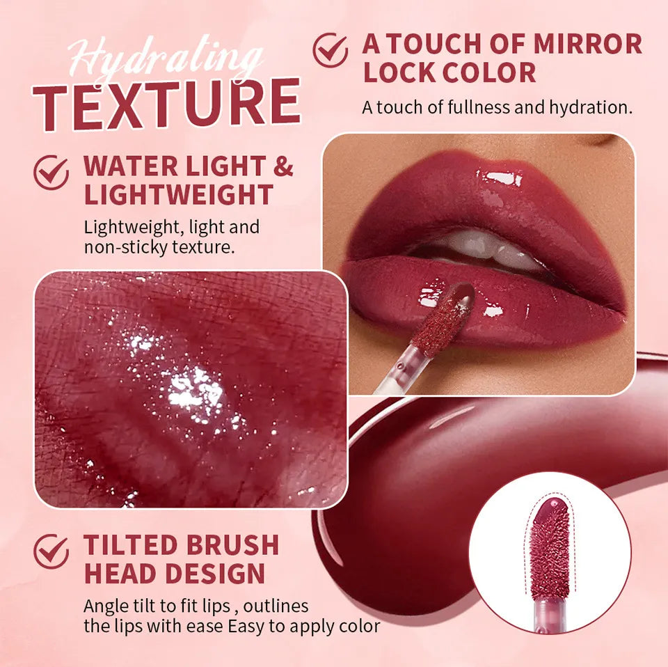 Juice Mirror Water Light Lip Lacquer: Hydrating Plumping Mirror Shine Lip Gloss & Glass Glaze for Juicy Luscious Lips