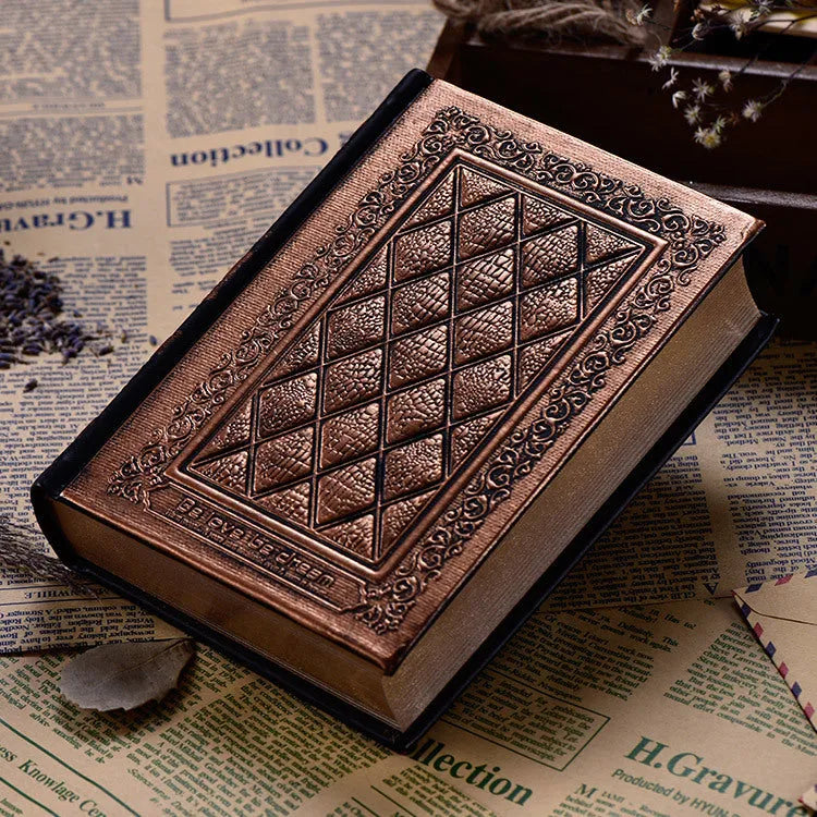 Embossed faux leather A5 notepad with textured three-dimensional cover in bronze colour option