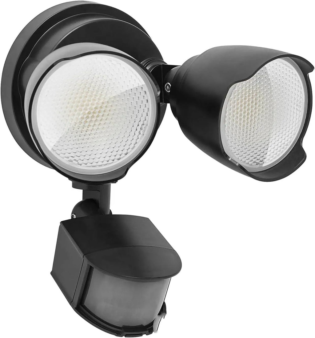 White LED human body induction security flood light with infrared sensor for courtyard and garage installation