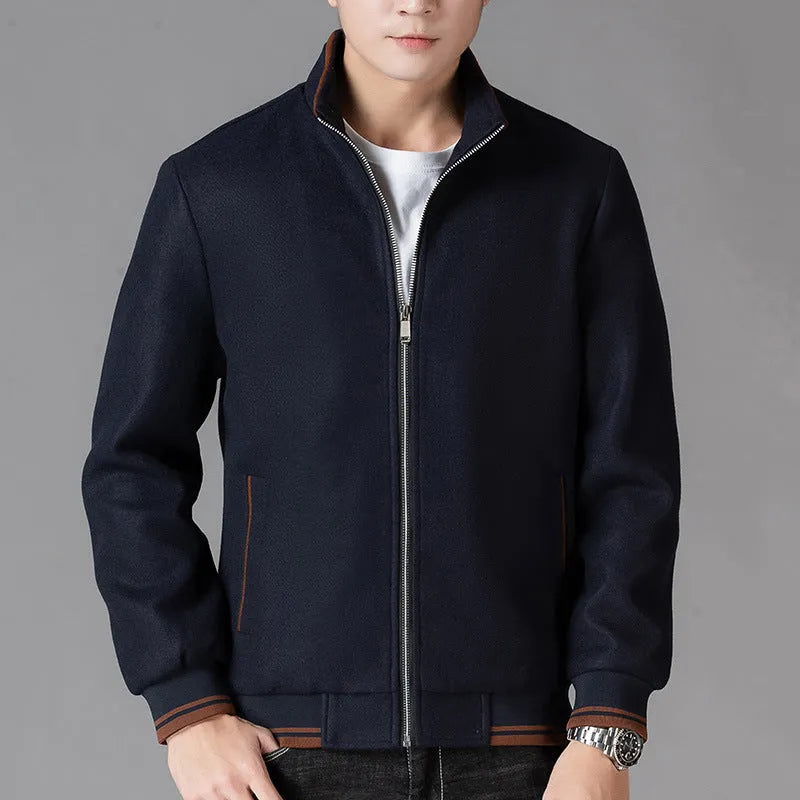 Men's grey sports-style fleece jacket with long sleeves and a stick pocket.
